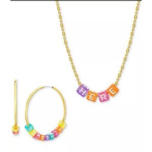 Steve Madden Interchangeable Lettering Bead Hoop & Necklace Set 